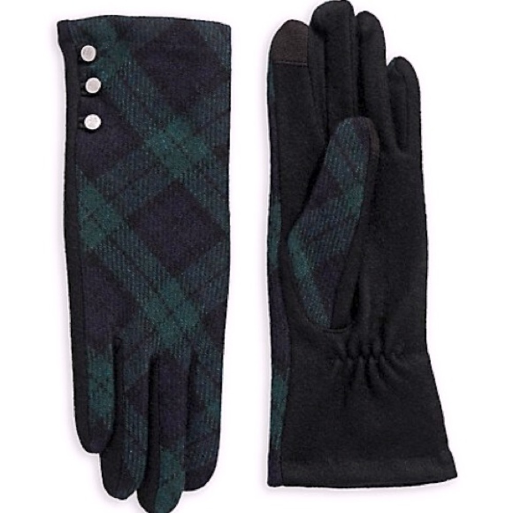 LAUREN RALPH LAUREN Wool Blend Tartan Touchscreen Gloves